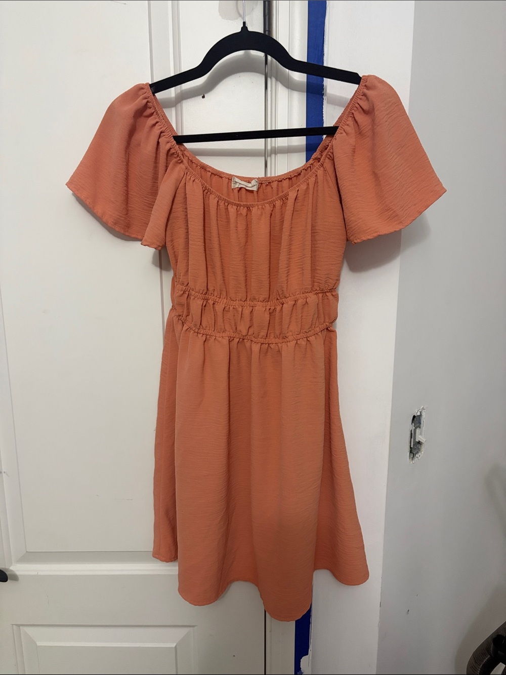 Altar'd State Coral Peach Off-Shoulder Mini Dress